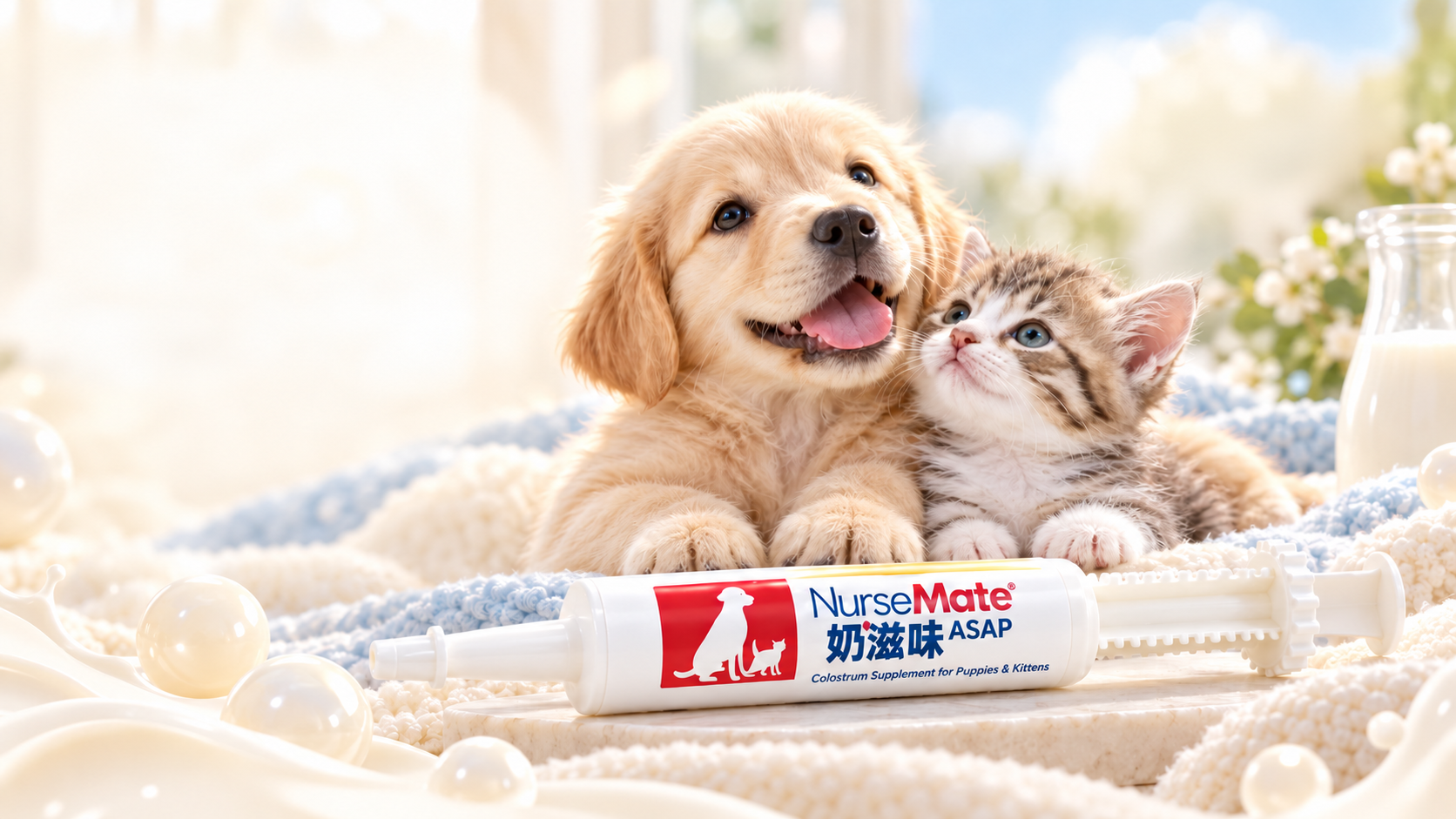 原設計中的幼犬、小貓、奶瓶、乳滴及奶滋味針筒